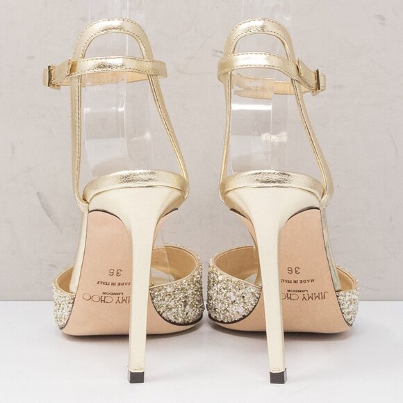 Jimmy Choo Sacora 100 Moon Sand Infinity Glitter Heels - Picture 4 of 7